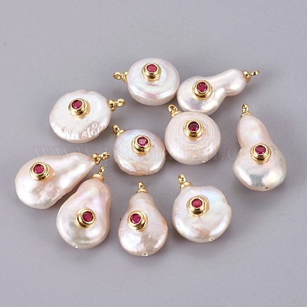 Colgantes naturales de perlas cultivadas de agua dulce PEAR-F008-31G-06-1
