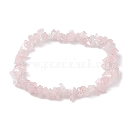 Natürliche Stretch-Armbänder mit Rosenquarzsplittern und Perlen für Damen BJEW-JB10046-01-1