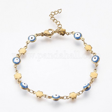 Placage ionique (ip) 304 bracelets en chaîne à maillons en acier inoxydable BJEW-P236-31G-01-1