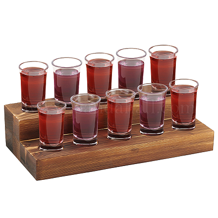 Porta organizer per bicchieri da vino in legno di pino a 2 livello e 10 fori ODIS-WH0025-154-1