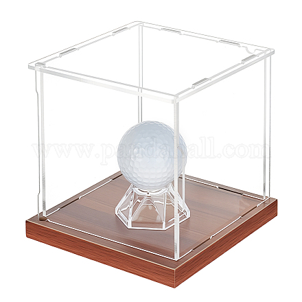 1 комплект квадратных акриловых пыленепроницаемых выставочных коробок с деревянным основанием&nbsp;AJEW-OC0013-56C-1