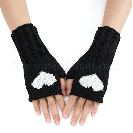 Gants sans doigts à tricoter en fil de fibre acrylique COHT-PW0002-11A-1