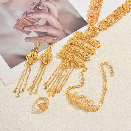 Комплекты из полых геометрических браслетов с кисточками из сплава в ближневосточном стиле для женщин QG4833-1