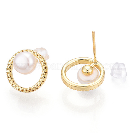 Natural Pearl Ring Stud Earrings PEAR-N017-06F-1