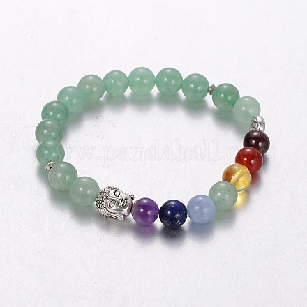 Stretch Buddhist Jewelry Multi-Color Gemstone Chakra Bracelets BJEW-JB01687-04-1