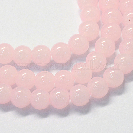Backen gemalt Nachahmung Jade Glas runden Perle Stränge X-DGLA-Q021-6mm-02-1