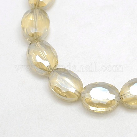 Faceted Electroplate Crystal Glass Oval Beads Strands EGLA-F061B-01-1