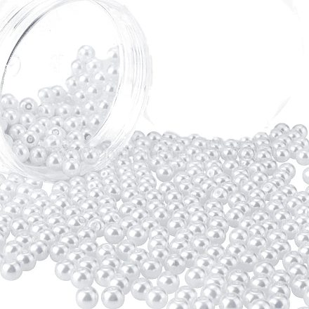 PandaHall Elite 400Pcs 6mm Tiny Satin Luster Round Glass Pearl Beads Assortment Lot for Jewelry Making Round Box Kit HY-PH0001-6mm-001-1