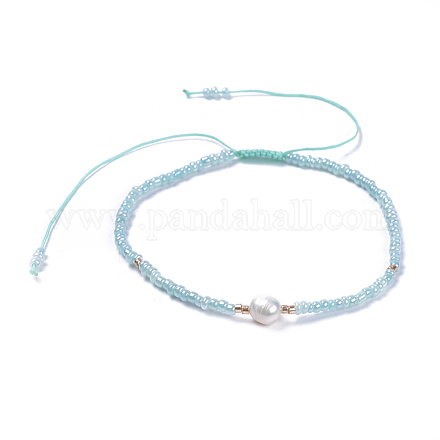 Bracciali di perline intrecciati con filo di nylon regolabile BJEW-JB04375-05-1