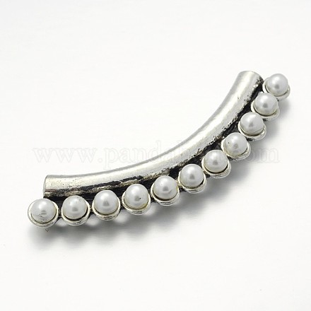 Argent antique alliage plaqué perles de tube courbé PALLOY-J628-A01-1