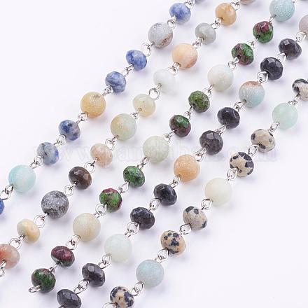Faceted Natural Gemstone Handmade Beaded Chains AJEW-JB00340-1