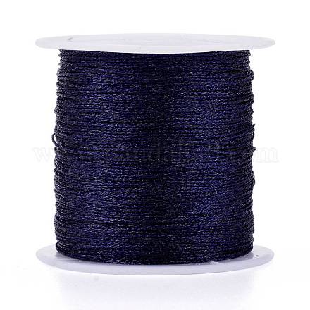 ポリエステル編組メタリック糸  DIYの編みこみのブレスレット作りと刺繡のために  インディゴ  0.4mm  6プライ  約54.68ヤード（50m）/ロール OCOR-I007-B-06-1