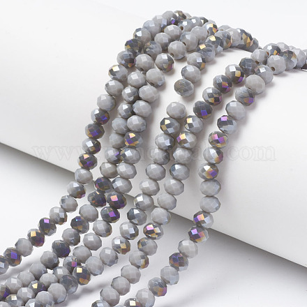 Electroplate Opaque Glass Beads Strands EGLA-A034-P8mm-F15-1