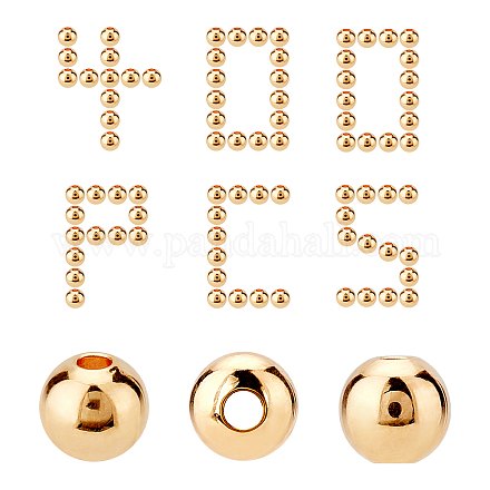 CREATCABIN 1 Box 400pcs 18k Gold Plated Round Spacer Bead 3mm for Jewelry Making Brass Golden Beads for Bracelet Necklace Earring Making Crafting KK-CN0001-31C-1