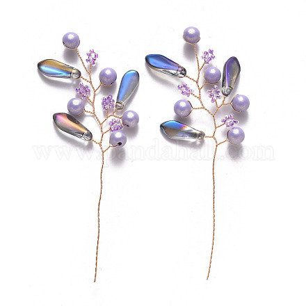 Glass Seed Beads and Brass Wire Wrapped Branch FIND-R086-07D-1