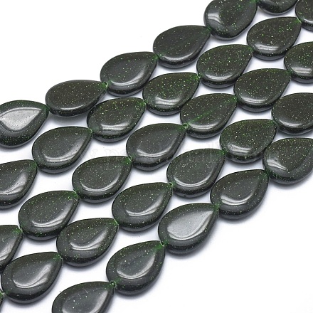 Chapelets de perles en pierre d'or verte synthétique G-G793-01B-03-1
