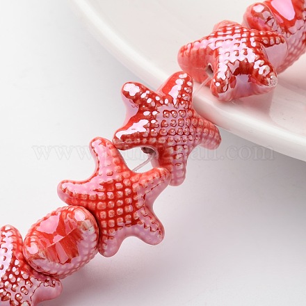 Porcelana hechas a mano estrellas de mar hebras de abalorios X-PORC-E007-04-1