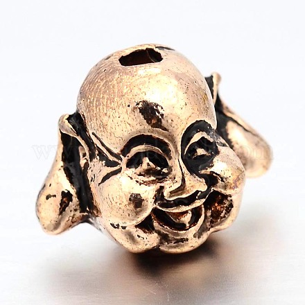 3D Buddha Head Alloy Beads PALLOY-L150-01ARG-1