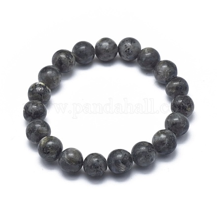 Bracelets extensibles en perles de larvikite naturelles BJEW-K212-A-046-1