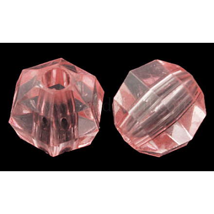 Transparent Acrylic Faceted Round Beads X-PL370Y-6-1