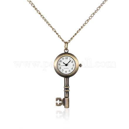 Alloy Key Pendant Necklace Quartz Pocket Watch WACH-N006-12-1