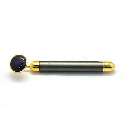 合成ブルーゴールドストーン電気マッサージスティック  マッサージワンド（バッテリーなし）  バッテリーに適合  亜鉛合金パーツと  マッサージツール  ボックス付き  155x16mm G-E515-13I-1