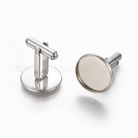 304 Stainless Steel Cufflinks Settings STAS-E471-03A-P-1