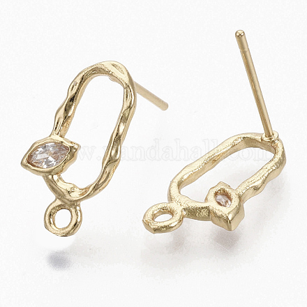 Brass Cubic Zirconia Stud Earring Findings X-KK-T056-11G-NF-1