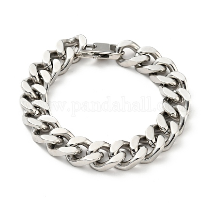 Не тускнеющий браслет из нержавеющей стали 201 для мужчин и женщин BJEW-H550-06B-P-1