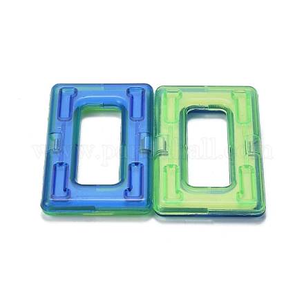 DIYプラスチック磁気ビルディングブロック  3dビルディングブロック建設プレイボード  おもちゃのギフトアクセサリーを作る子供たちのために  長方形  ランダム単色またはランダム混色  59x34x5.5mm DIY-L046-10-1