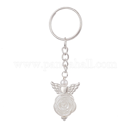 Portachiavi con pendente in plastica imitazione perla angelo abs KEYC-JKC00476-1