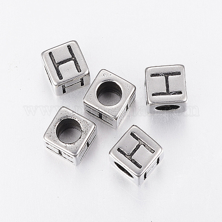 304 Stainless Steel Large Hole Letter European Beads STAS-H428-01AS-H-1
