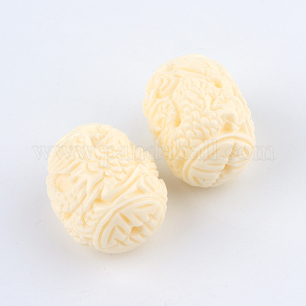 Carved Synthetic Coral Beads CORA-Q028-16-1