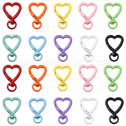20 шт. двухцветные поворотные застежки из сплава с распылением в форме сердца FIND-SC0017-39-1