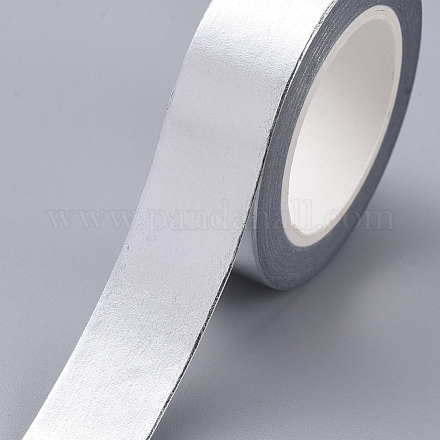 箔マスキングテープ  DIYスクラップブック装飾紙テープ  マスキングテープ  工芸品やギフト用  ソリッドカラー  銀  15mm  10 m /ロール DIY-G016-D05-1