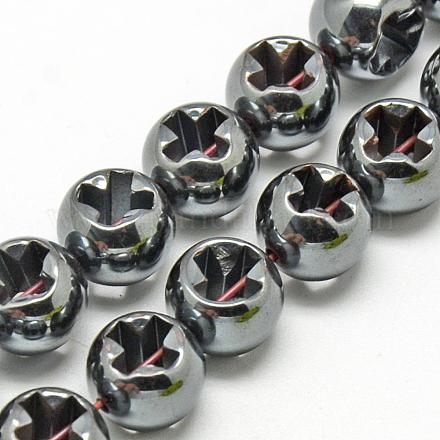 Chapelets de perles en hématite synthétique sans magnétiques X-G-Q943-13-1