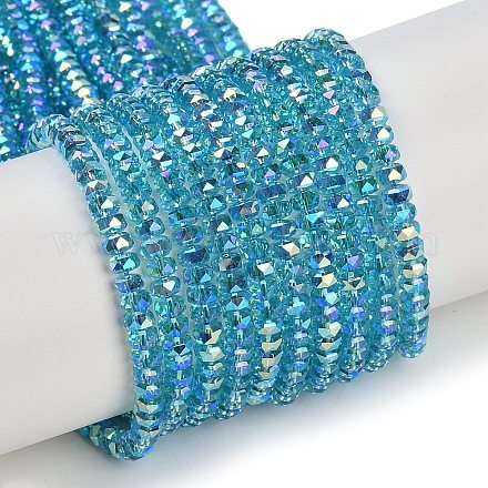 Chapelets de perles en verre électroplaqué GLAA-Q105-03G-1