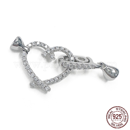 Rhodium Plated 925 Sterling Silver Micro Pave Clear Cubic Zirconia Fold Over Clasps STER-P054-03P-1