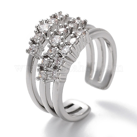 Латунные микро проложить манжеты кольца кубического циркония RJEW-G310-12P-1