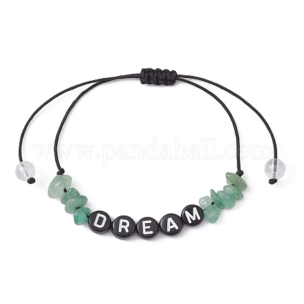 Natürliche grüne Aventurin-Splitter-Armbänder aus geflochtenen Perlen BJEW-JB09608-04-1