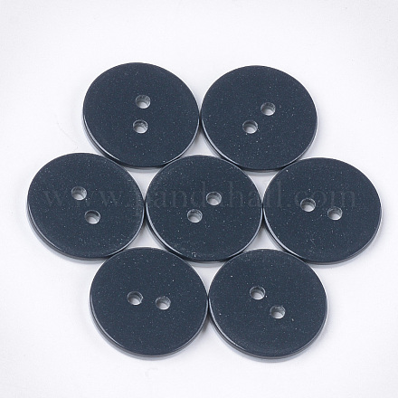 2  - 正孔樹脂ボタン  ツートン  フラットラウンド  プルシアンブルー  25.5x3.5mm  穴：3mm RESI-S374-23C-1