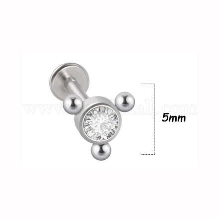 Плоские круглые серьги-гвоздики из хирургической нержавеющей стали 316L WGA7630-19-1