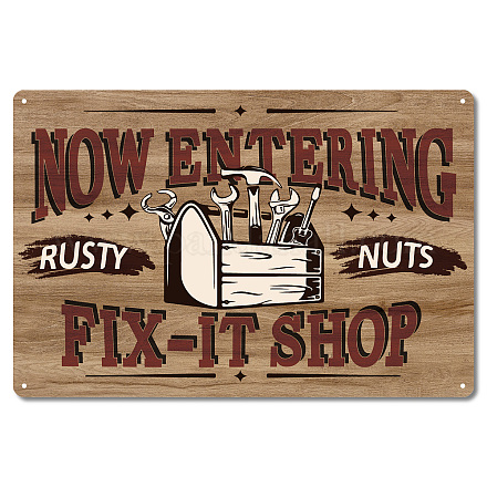 CREATCABIN Metal Tin Sign Now Entering Rusty Nuts Fix-It Shop Signs Vintage Iron Sign Painting Poster Plaque Retro Mural Hanging Wall Art Decoration for Home Garage Restaurant Bars Cafes Pubs 8x12Inch AJEW-WH0157-711-1