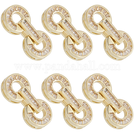 6 комплект латунных застежек с прозрачным кубическим цирконием и паве KK-BBC0021-36-1