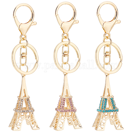 Nbeads 3 Stück Eiffelturm-Schlüsselanhänger KEYC-NB0001-38-1