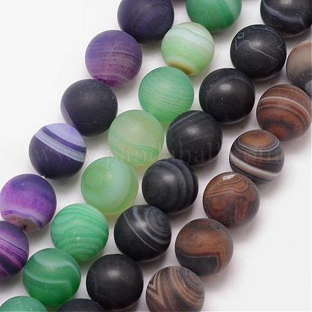 Natural Striped Agate/Banded Agate Bead Strands G-K166-12-6mm-1