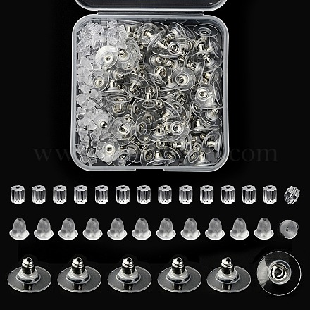 300 Stück 3-teilige Ohrmuttern aus Messing und Kunststoff FIND-YW0002-17P-1