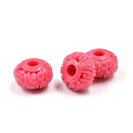 Carved Rondelle Dyed Synthetical Coral Beads CORA-P001-36J-1