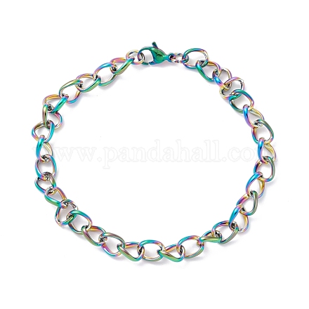 Vacuum Plating Fashionable 304 Stainless Steel Side Twisted Chain Bracelets STAS-A028-B073M-1