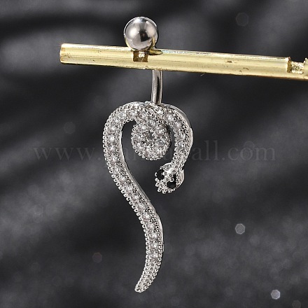 Сплав горный хрусталь змея изогнутая штанга кольца для живота AJEW-R007-03P-02-1